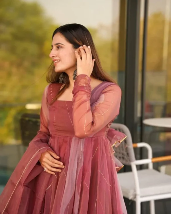 Organza Party Wear Suit Set Front