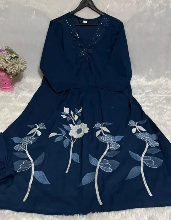 Party Wear Cotton Blue Suit Set 1