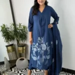 Party Wear Cotton Blue Suit Set