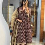 Party Wear Cotton Marron Suit Set