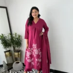 Party Wear Cotton Marron Suit Set