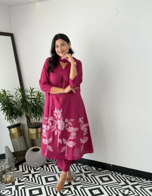 Party Wear Cotton Marron Suit Set 2