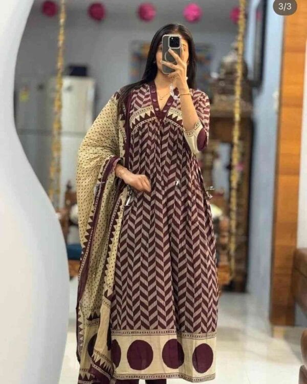Party Wear Cotton Marron Suit Set