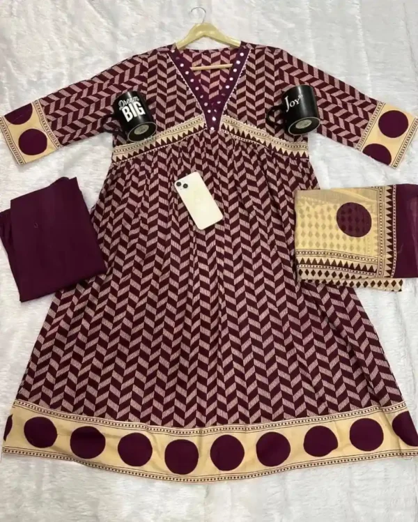 Party Wear Cotton Marron Suit Set real
