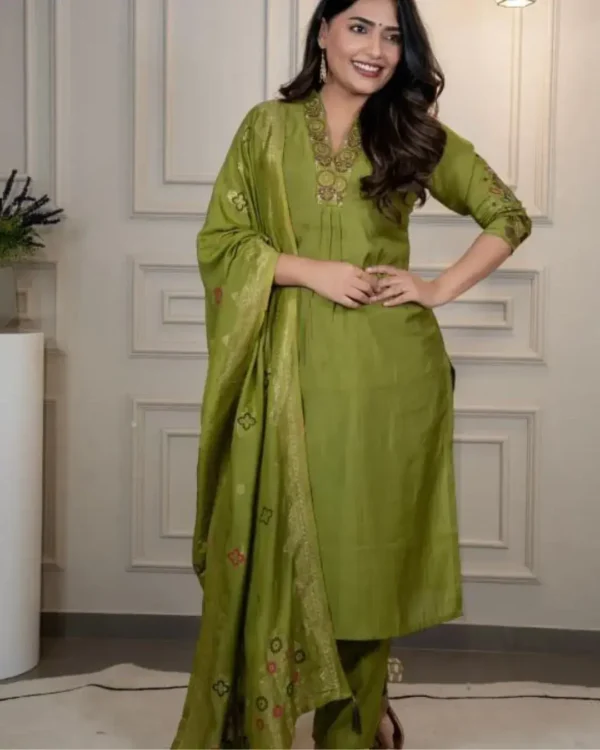 Party Wear Roman Silk Suit Set