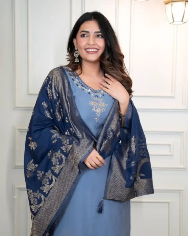 Roman Silk Party Wear Suit Set Front