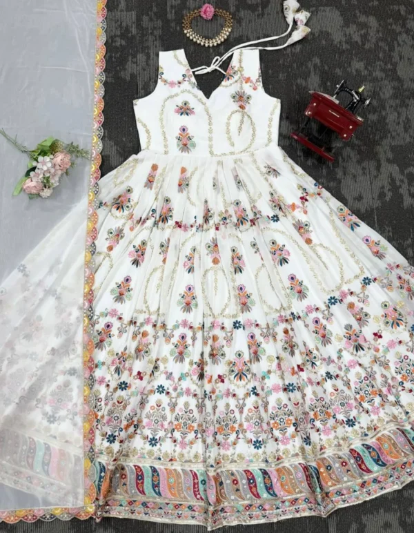 White Heavy Faux Georgette Suit Set 1