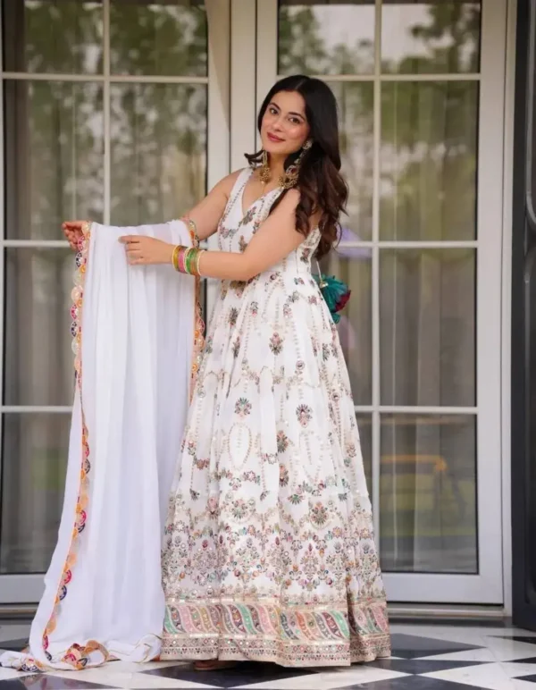 White Heavy Faux Georgette Suit Set