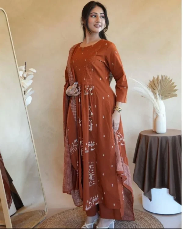 Cotton Flared Anarkali Suit Set