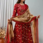 Printed Anarkali Kurta Pant Dupatta Set