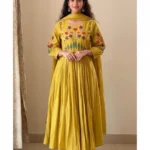 Cotton Embroidered floral Anarkali Suit Set