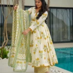 Flared Anarkali Kurti Pant Dupatta Set