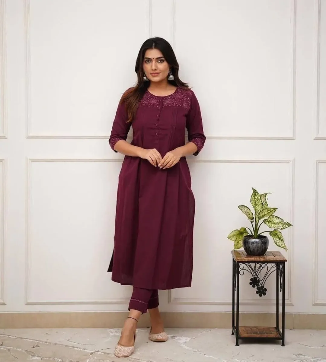 Trendy Office Wear Kurti With Pant Set