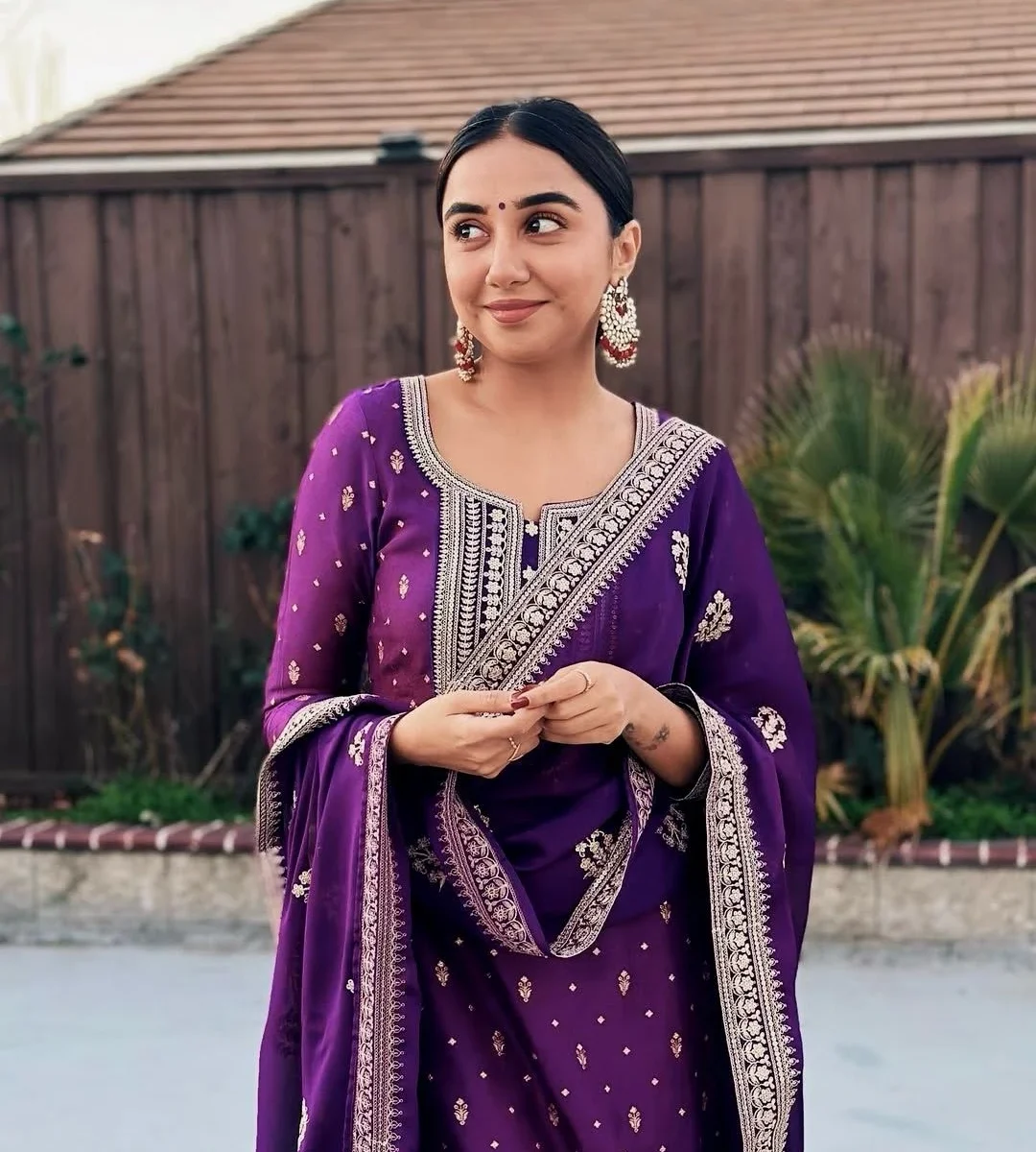 Purple Colour Sharara Suit Set