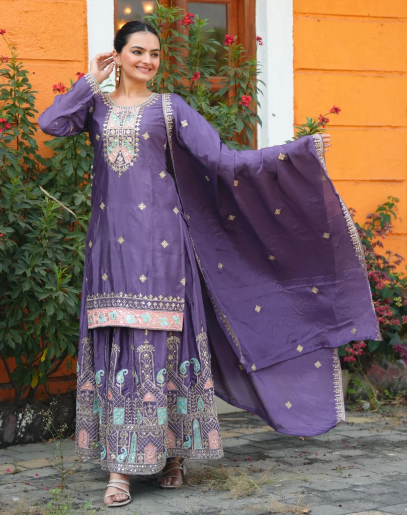 Lavender Sharara Suit Party Wear