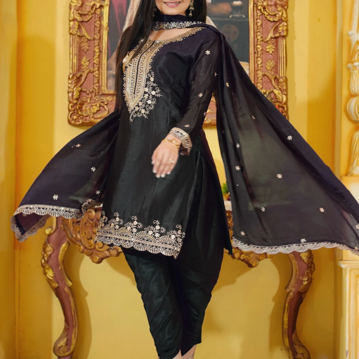 Black Dhoti Salwar Suit Set