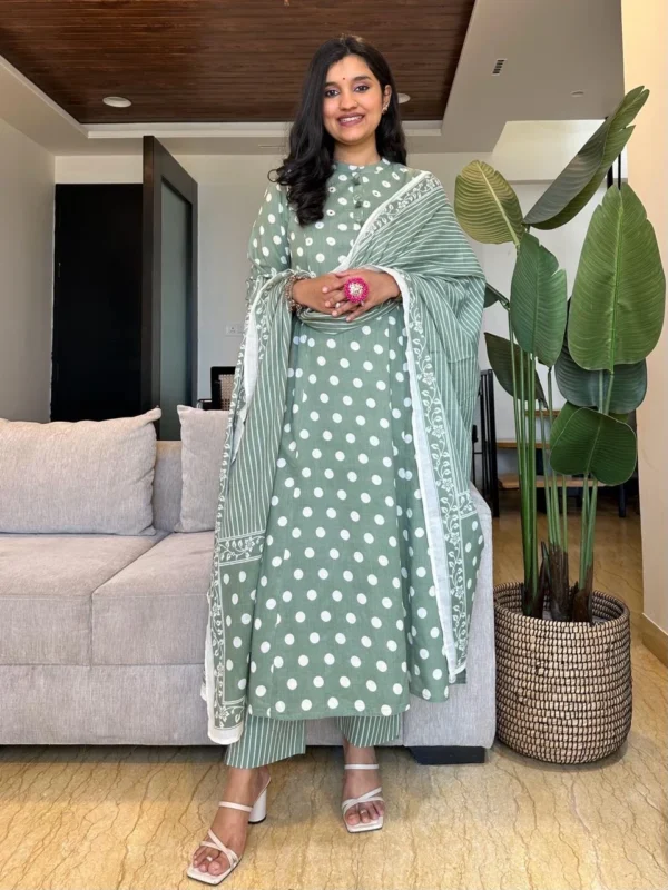 Cotton Printed Kurti Pant Dupatta Set