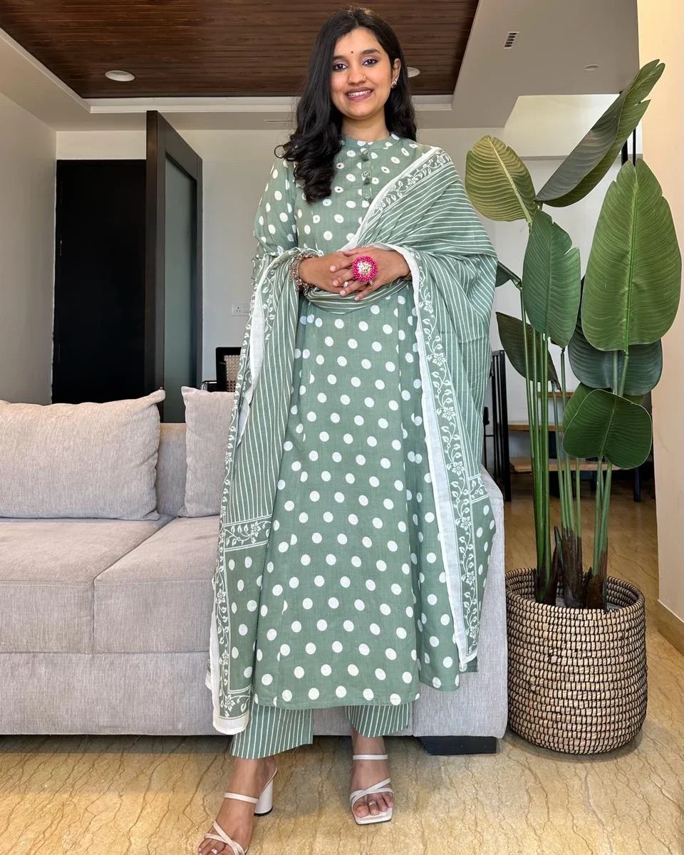 Cotton Printed Kurti Pant Dupatta Set