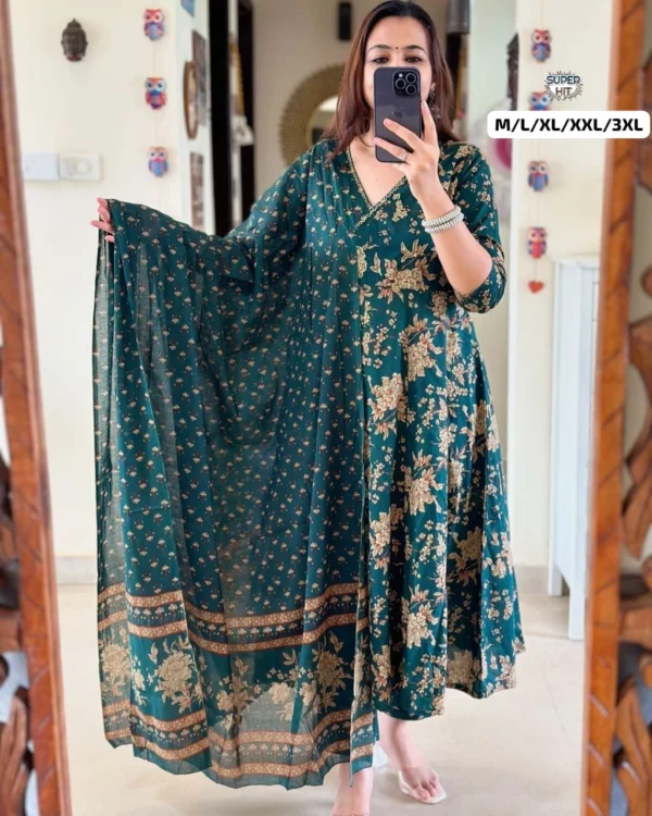 Cotton Flared Anarkali Suit Set