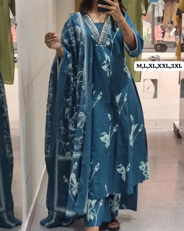 Printed Cotton Suit Set With Dupatta​