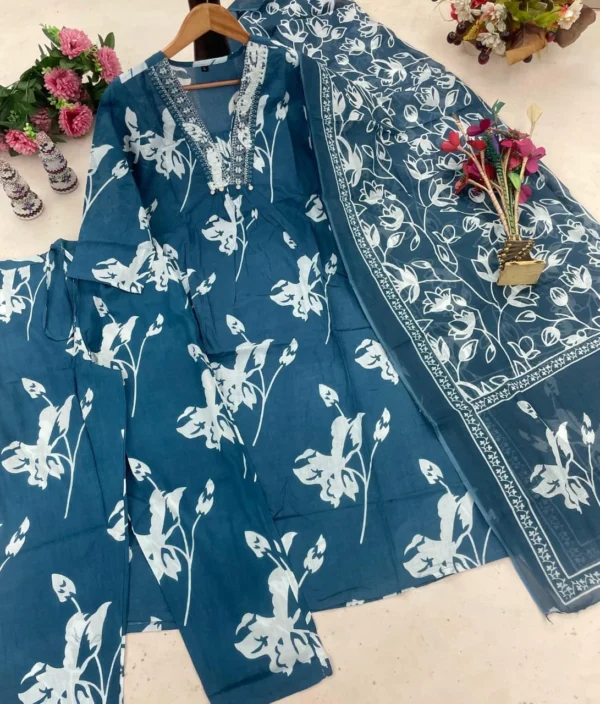 Printed Cotton Suit Set With Dupatta​