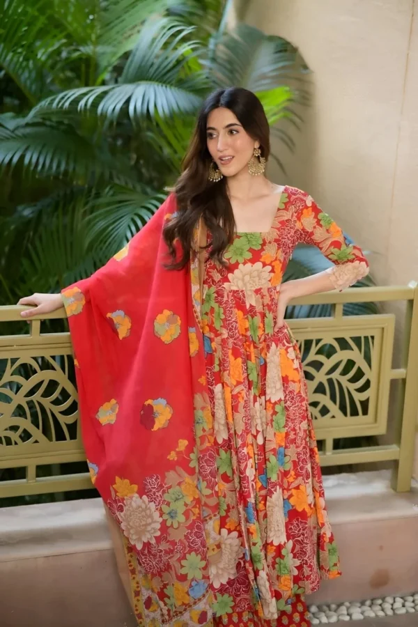 Party Wear Anarkali Kurti Palazzo Set