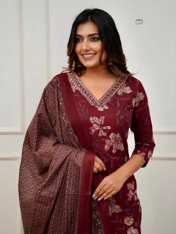 Printed Cotton Suit Set With Dupatta