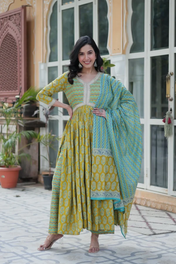 Pure Cotton Green Salwar Suit Set