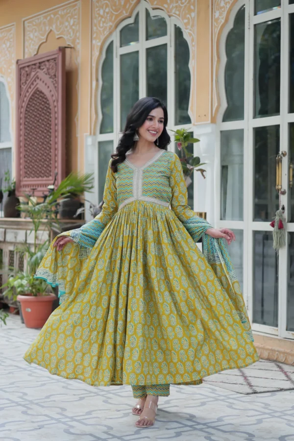 Pure Cotton Green Salwar Suit Set