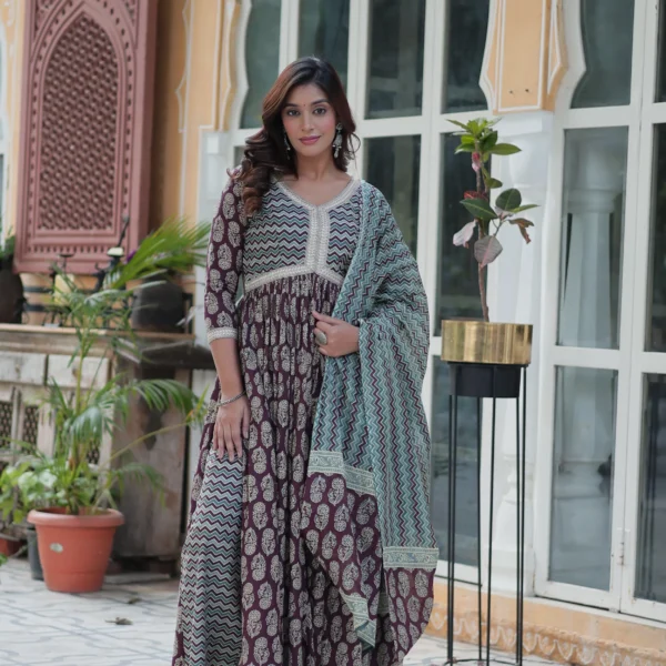 Printed Pure Cotton Suit Set With Dupatta