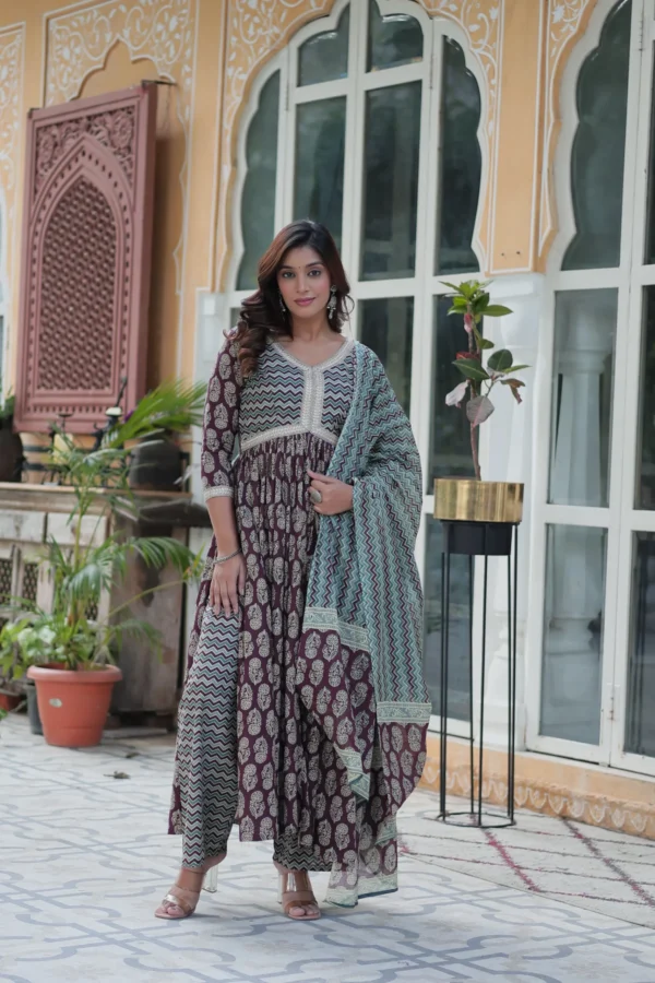 Printed Pure Cotton Suit Set With Dupatta
