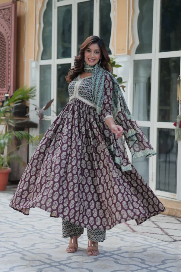 Printed Pure Cotton Suit Set With Dupatta