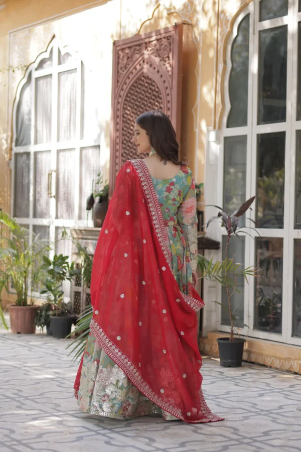 Multicolored Silk Party Wear Salwar Suit Set