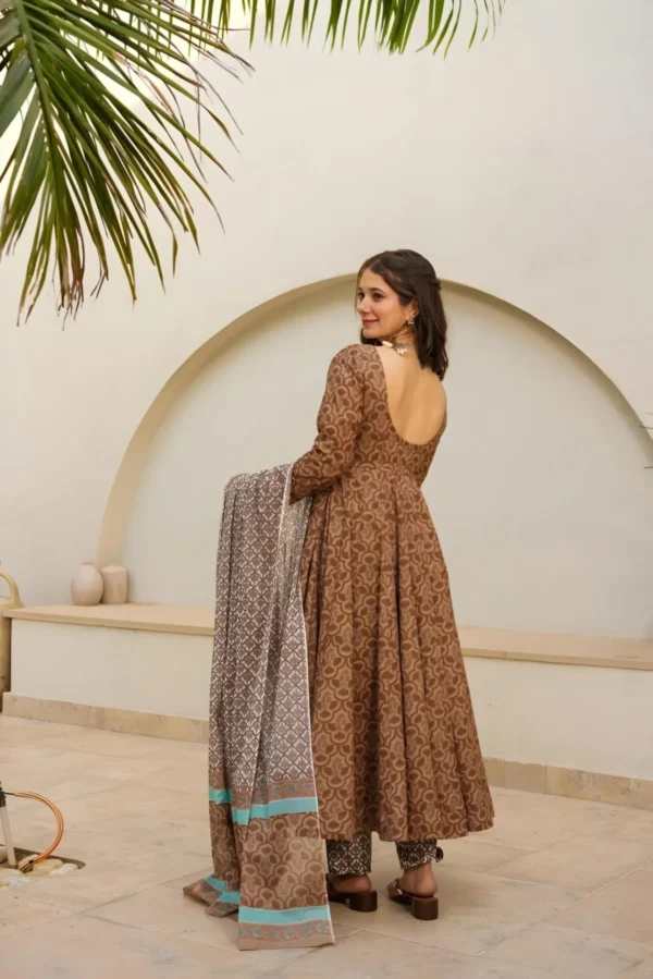 Muslin Digital Print Anarkali Suit Set