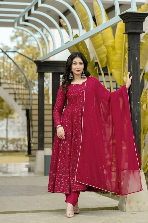 Red Party Wear Salwar Suit Set