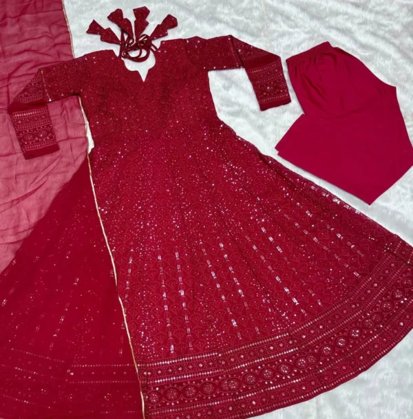 Red Party Wear Salwar Suit Set