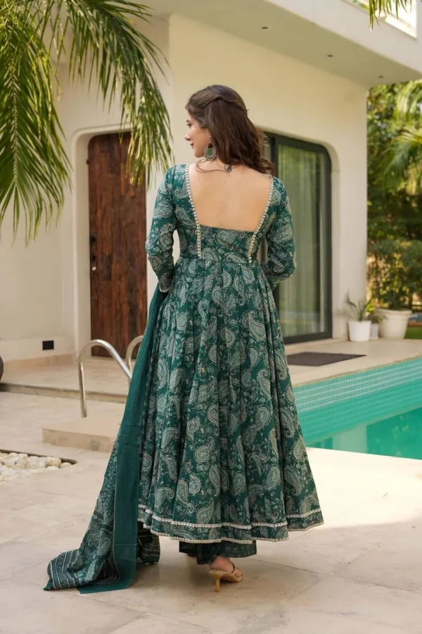 Flared Green Party Wear Suit Set