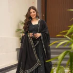 Black Party Wear Anarkali Suit Set