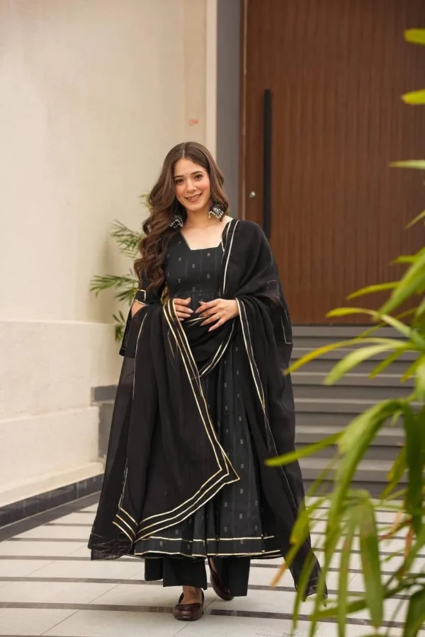 Black Party Wear Anarkali Suit Set