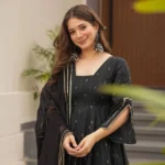 Black Anarkali Kurti With Pant & Dupatta