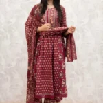 Dark Maroon Cotton Suit Set