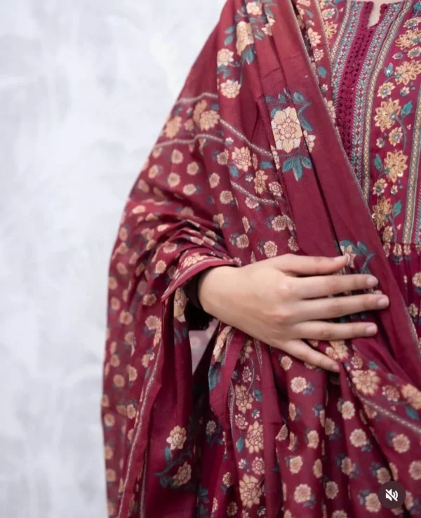 Dark Maroon Cotton Suit Set