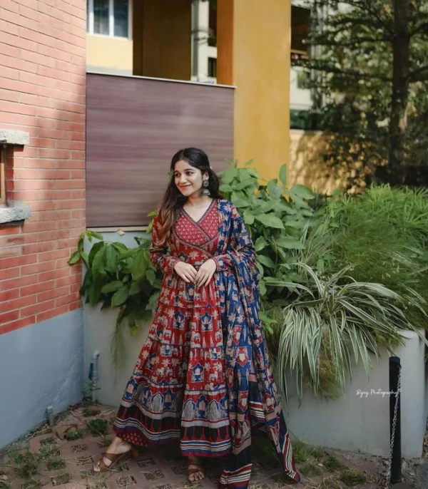 Cotton Anarkali Angrakha Style Suit Set​