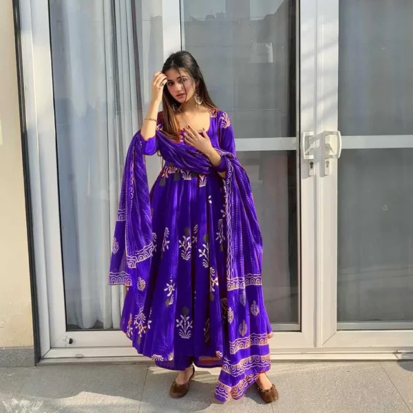 Cotton Full Flared Anarkali Suit Set​
