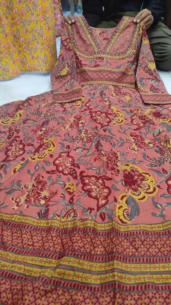 Flared Anarkali Cotton Suit Set