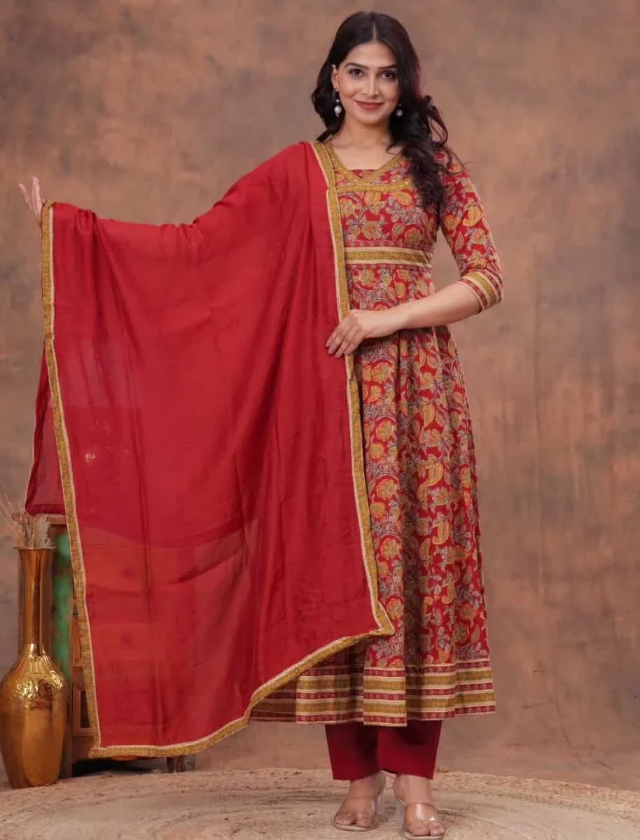 Anarkali Floral Print Salwar Suit Set