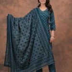 Cotton Floral Print Kurti Pant Dupatta Set