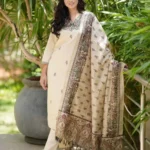 Off White Handloom Cotton Suit Set