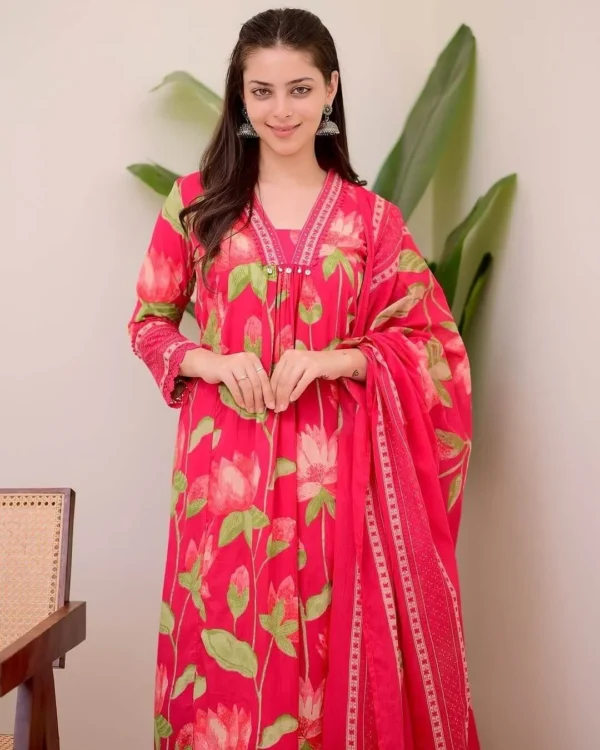 Floral Sanganeri Print Cotton Suit Set