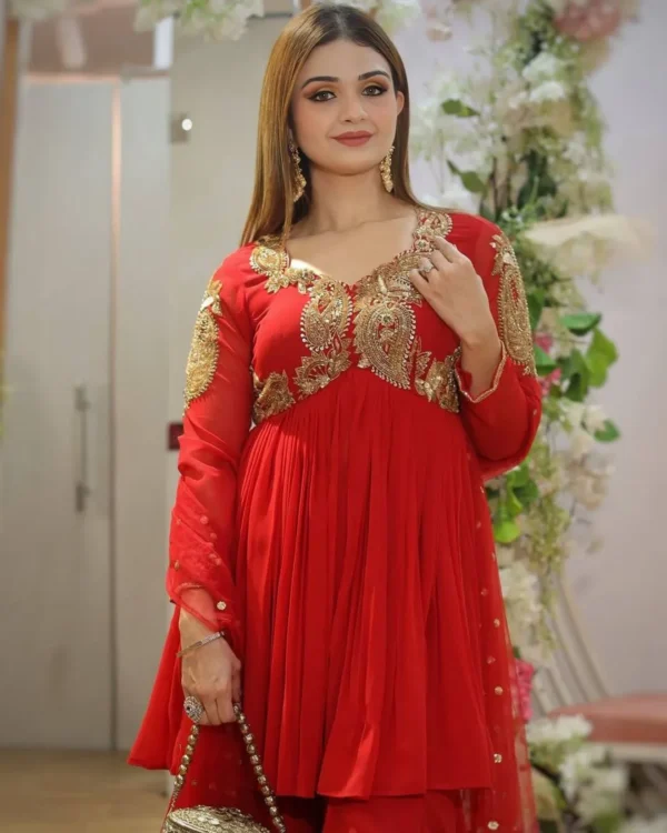 Red Colour Sharara Suit Set